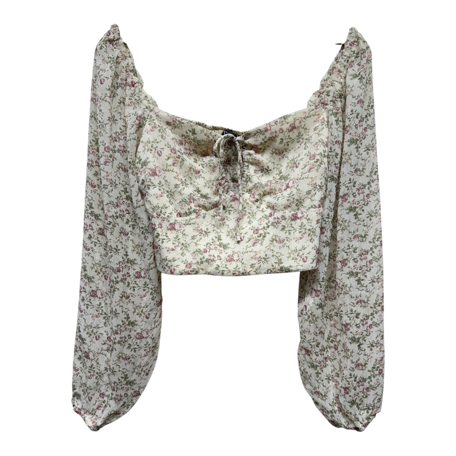 Windsor Babydoll Crop Top S Ditsy Floral Smock Balloon Sleeve Cottage Coquette